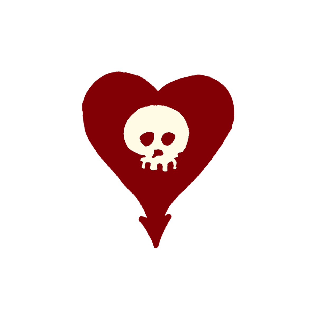 Heartskull 3" Sticker (Red/Bone)