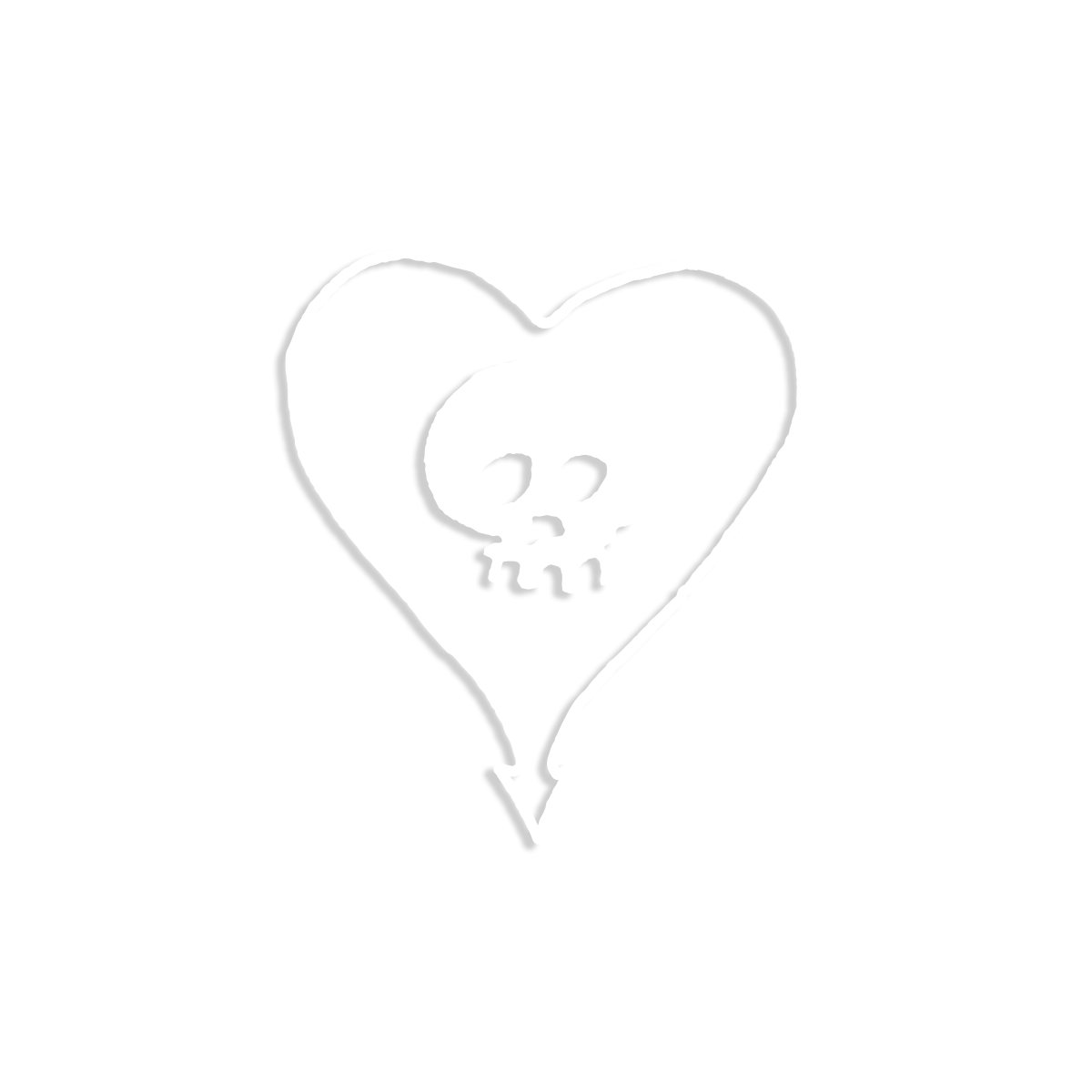 Heartskull 3" Die Cut Vinyl Decal (White)