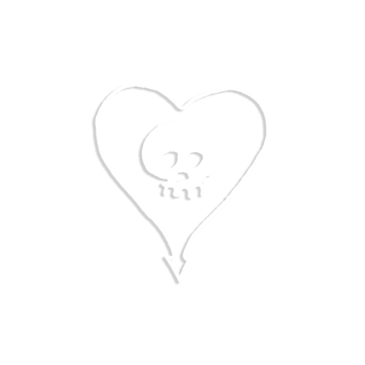 Heartskull 3" Die Cut Vinyl Decal (White)