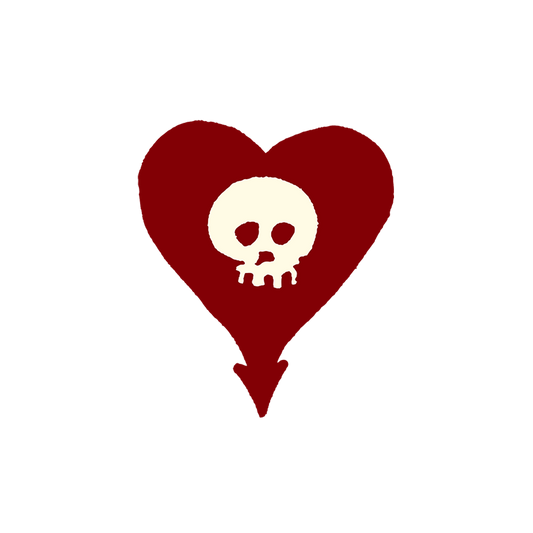 Heartskull 3" Sticker (Red/Bone)