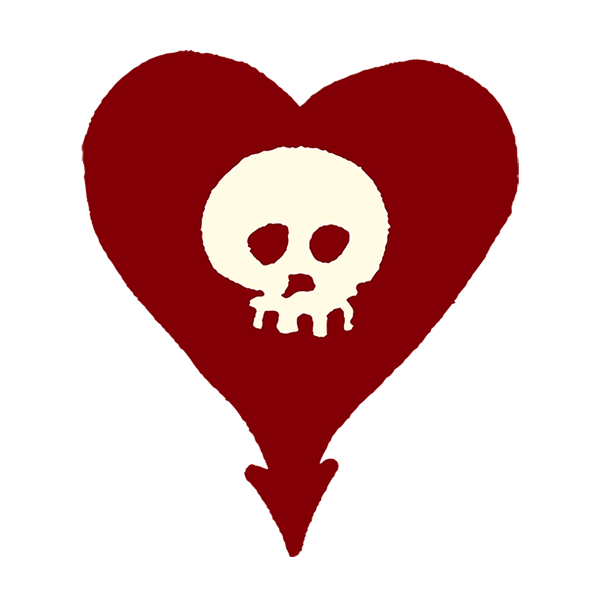 Heartskull 6" Sticker (Red/Bone)
