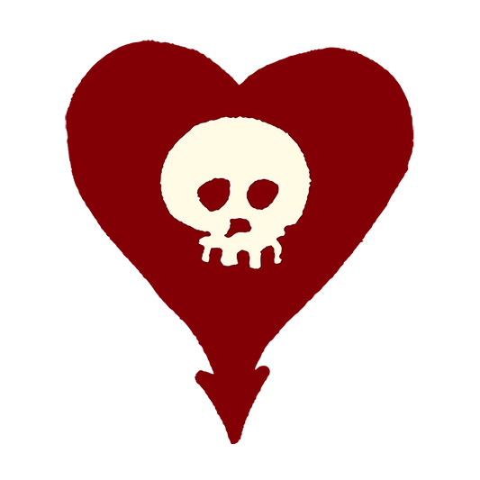 Heartskull 6" Sticker (Red/Bone)