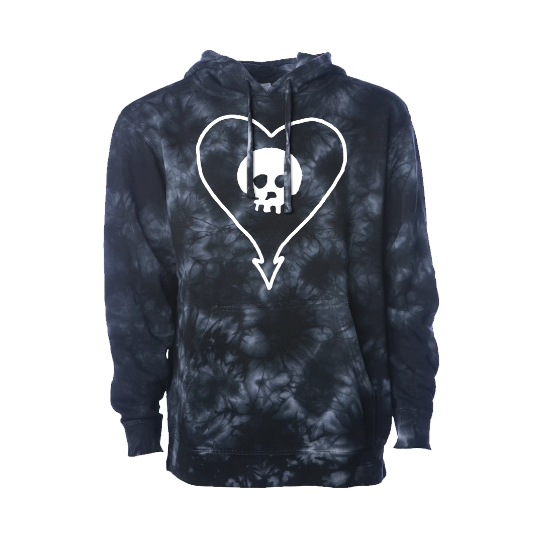 Heartskull Pullover Hoodie (Black Smoke Dye)