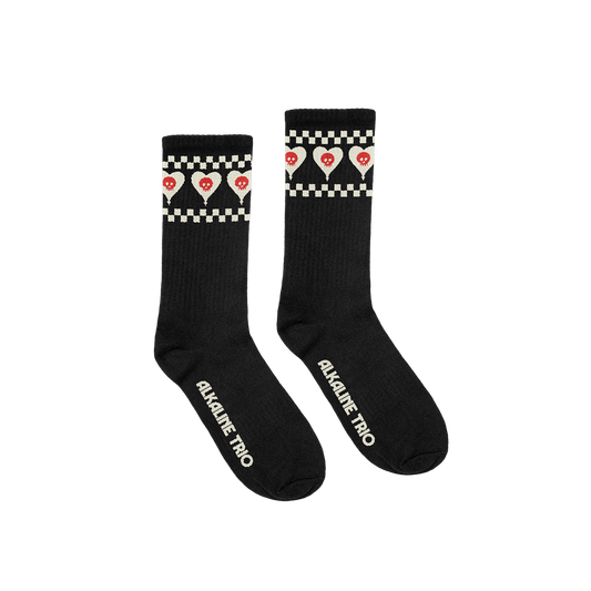 Checkered Heartskull Socks (Black)